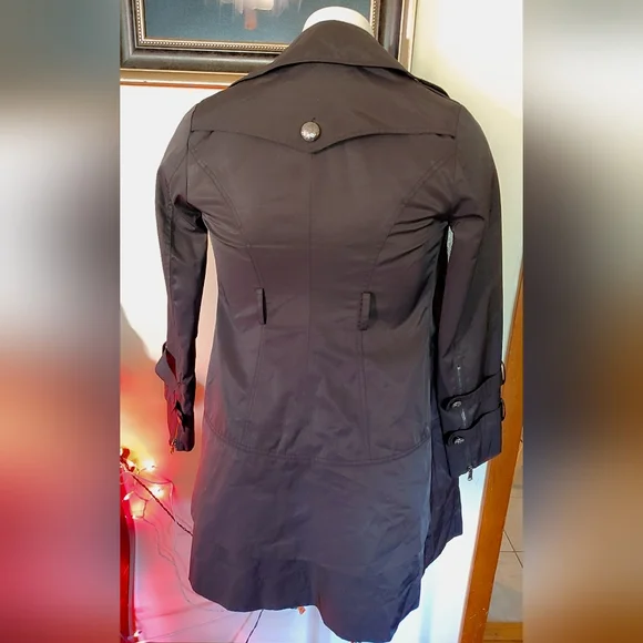 🖤Guess Black Trench Coat – Size M –  Good Condition 🖤 - Picture 9 of 10